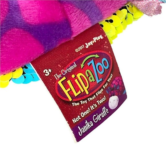 The Original Flip a Zoo Hetal Hippo & Janika Giraffe Plush Toy Pillow 11.5" - Picture 3 of 4